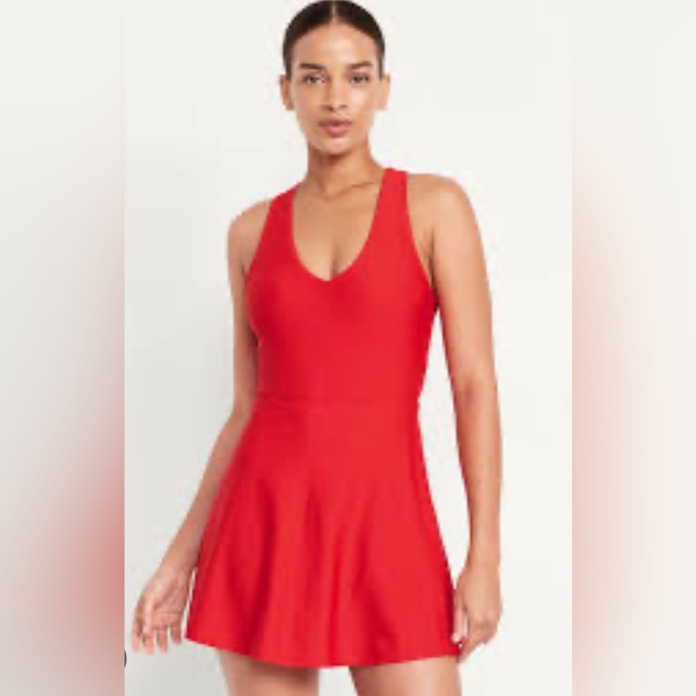 NWT Old Navy Matte Tie Back Red Swimsuit Size Large